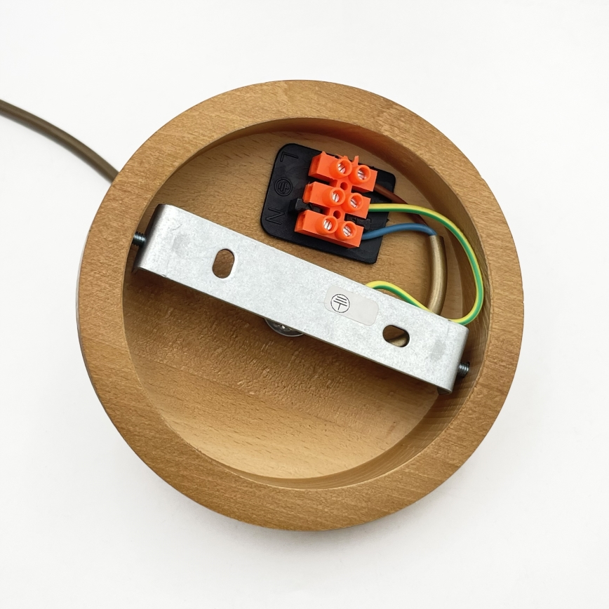 Závesný luster na lanku AIDA 1xE27/60W/230V pr. 35 cm dub/hnedá/biela