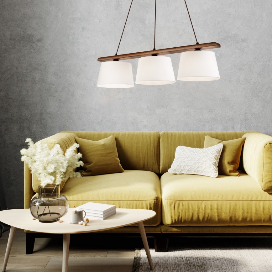 Závesný luster na lanku AIDA 3xE27/60W/230V dub/orech