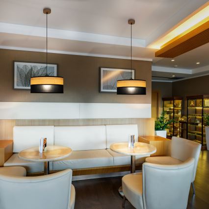 Závesný luster na lanku ALBA 1xE27/15W/230V, priemer 40 cm, čierna/hnedá