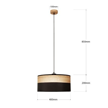 Závesný luster na lanku ALBA 1xE27/15W/230V, priemer 40 cm, čierna/hnedá