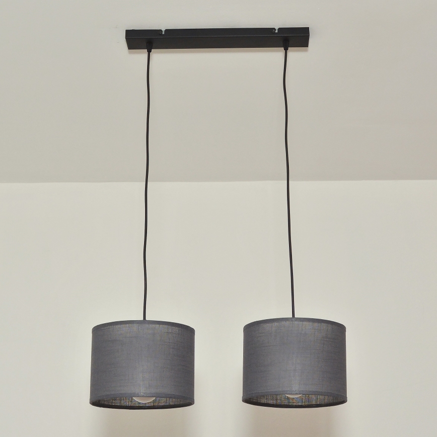 Závesný luster na lanku ALBA 2xE27/15W/230V sivý