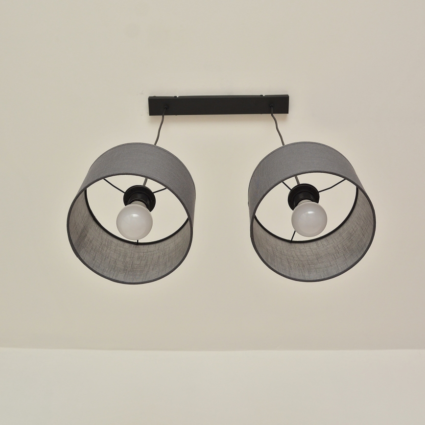 Závesný luster na lanku ALBA 2xE27/15W/230V sivý