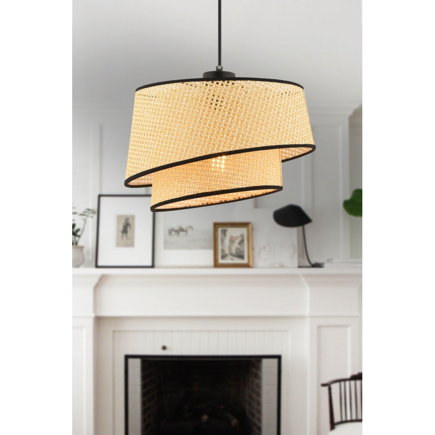 Závesný luster na lanku BARETTE 1xE27/60W/230V béžová/čierna