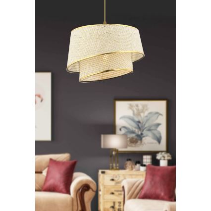 Závesný luster na lanku BARETTE 1xE27/60W/230V krémová/zlatá