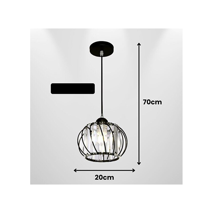 Závesný luster na lanku BELLA 1xE27/40W/230V čierny