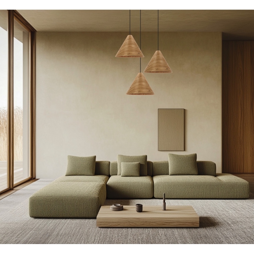 Závesný luster na lanku CONO 1xE27/40W/230V dubová dyha