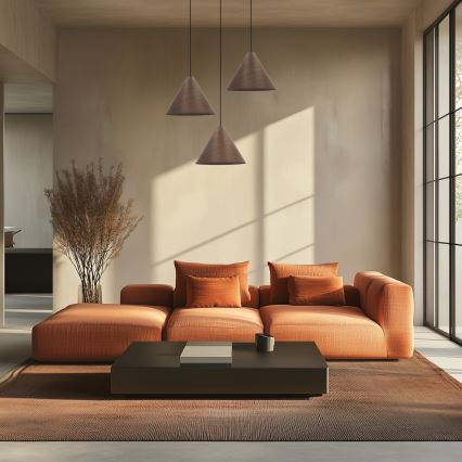 Závesný luster na lanku CONO 1xE27/40W/230V mahagónová dyha