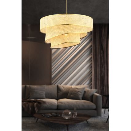 Závesný luster na lanku COUPER 1xE27/60W/230V béžová/zlatá