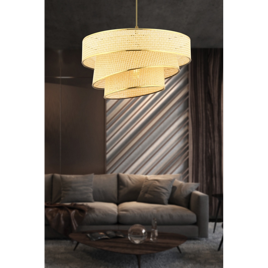 Závesný luster na lanku COUPER 1xE27/60W/230V béžová/zlatá
