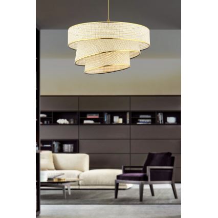 Závesný luster na lanku COUPER 1xE27/60W/230V krémová/zlatá