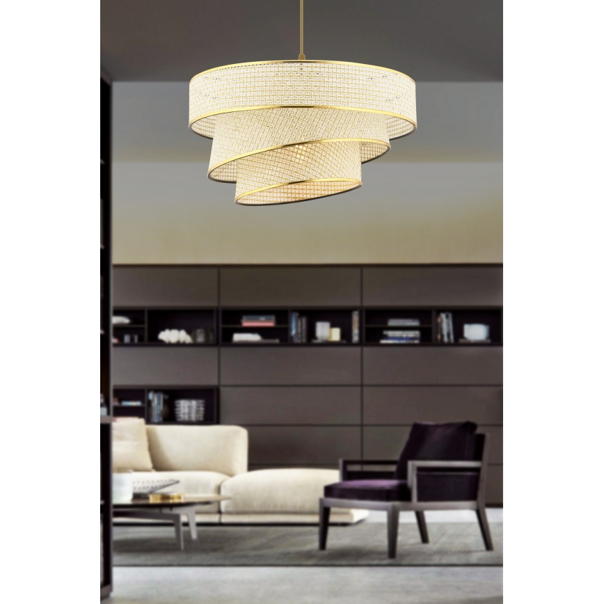 Závesný luster na lanku COUPER 1xE27/60W/230V krémová/zlatá