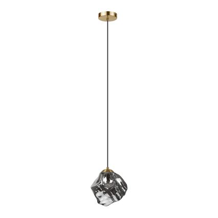 Závesný luster na lanku CRISTAL 1xE14/15W/230V mosadz/dymovo čierna