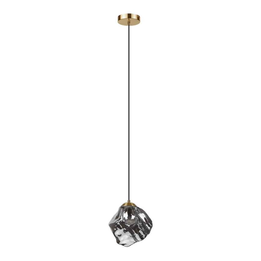 Závesný luster na lanku CRISTAL 1xE14/15W/230V mosadz/dymovo čierna