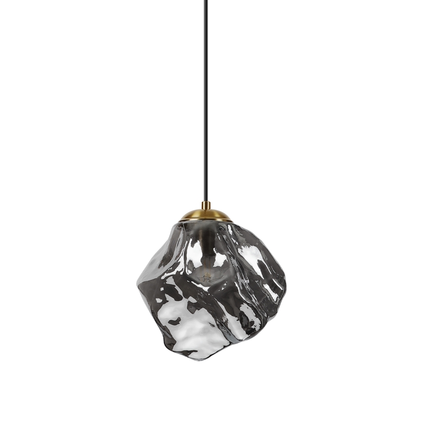 Závesný luster na lanku CRISTAL 1xE14/15W/230V mosadz/dymovo čierna