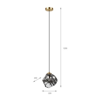 Závesný luster na lanku CRISTAL 1xE14/15W/230V mosadz/dymovo čierna