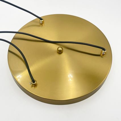 Závesný luster na lanku CRISTAL 3xE14/15W/230V mosadz/dymová béžová