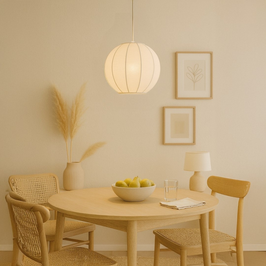 Závesný luster na lanku DANA 1xE27/15W/230V, priemer 25 cm, biely