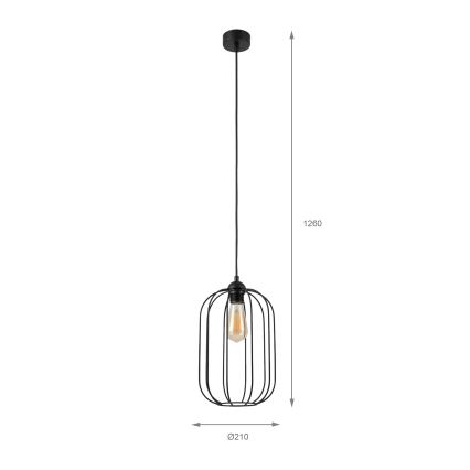 Závesný luster na lanku DESTELLO 1xE27/15W/230V pr. 21 cm čierny