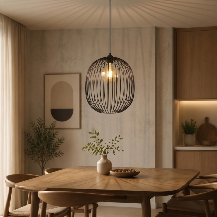 Závesný luster na lanku DESTELLO 1xE27/15W/230V pr. 32 cm čierny