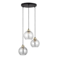 Závesný luster na lanku DEVI 3xE27/15W/230V čierna/číra