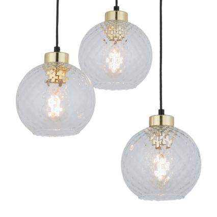 Závesný luster na lanku DEVON 3xE27/15W/230V čierny/priehľadný