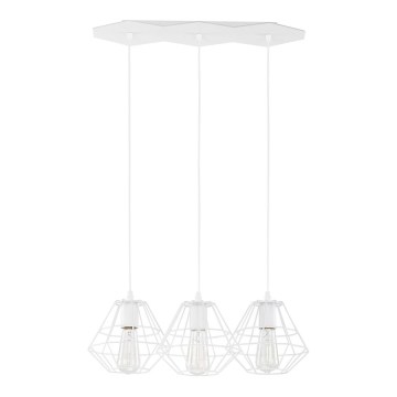 Závesný luster na lanku DIAMOND 3xE27/60W/230V biely