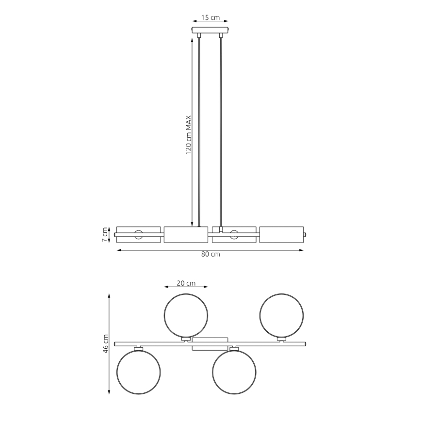 Závesný luster na lanku DRUMZ 4xE14/10W/230V sivý