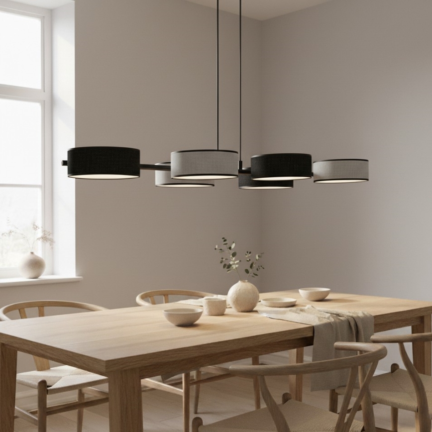 Závesný luster na lanku DRUMZ 6xE14/10W/230V čierna/šedá