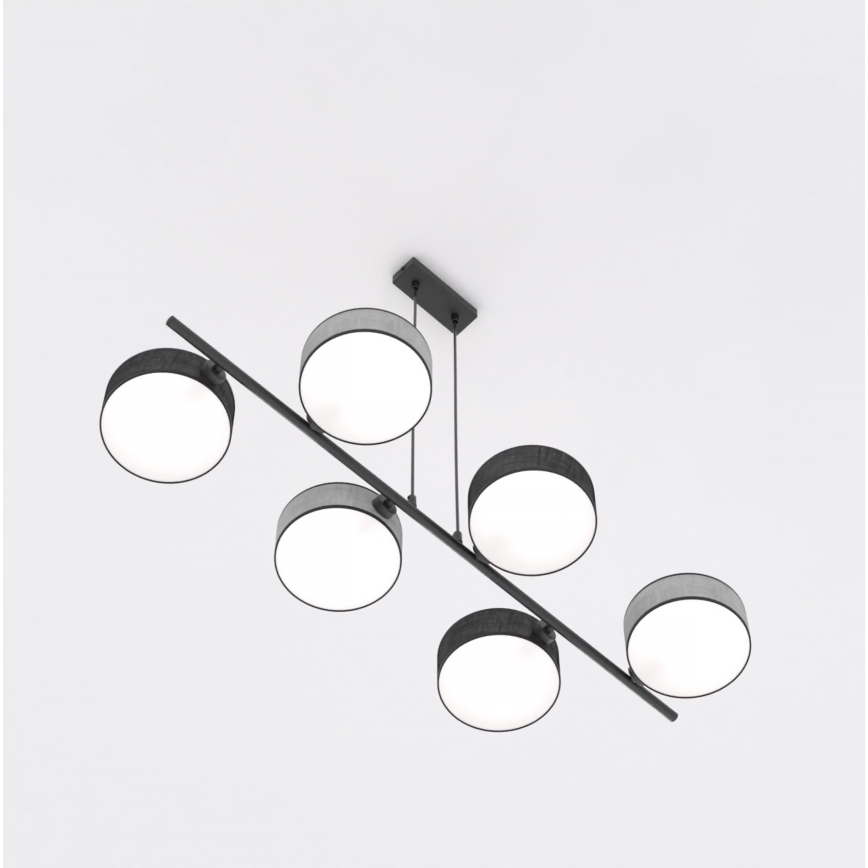 Závesný luster na lanku DRUMZ 6xE14/10W/230V čierna/šedá