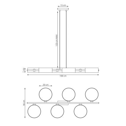 Závesný luster na lanku DRUMZ 6xE14/10W/230V čierna/šedá