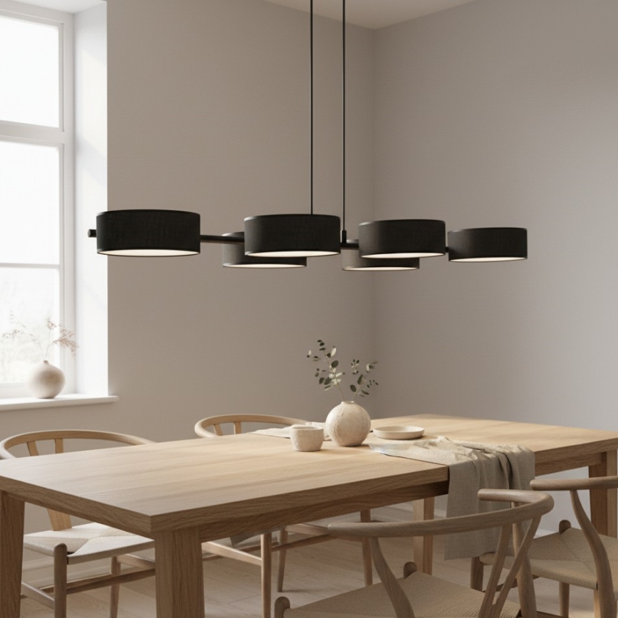 Závesný luster na lanku DRUMZ 6xE14/10W/230V čierny