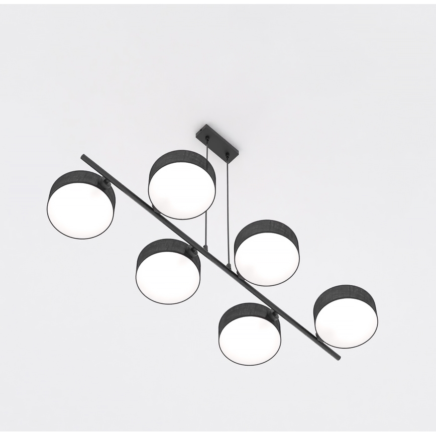 Závesný luster na lanku DRUMZ 6xE14/10W/230V čierny