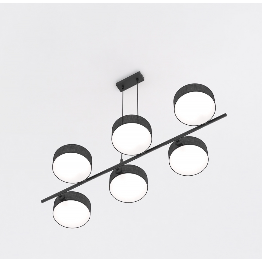 Závesný luster na lanku DRUMZ 6xE14/10W/230V čierny