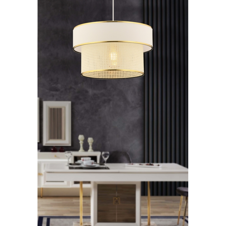 Závesný luster na lanku ERO 1xE27/60W/230V krémová/zlatá