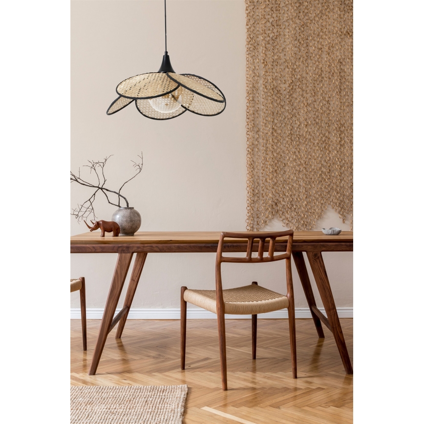 Závesný luster na lanku FUME 1xE27/40W/230V, priemer 45 cm, čierna/béžová
