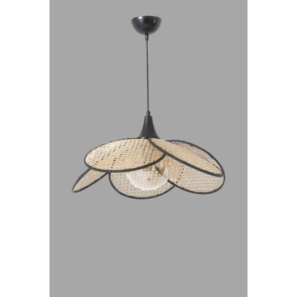Závesný luster na lanku FUME 1xE27/40W/230V, priemer 45 cm, čierna/béžová