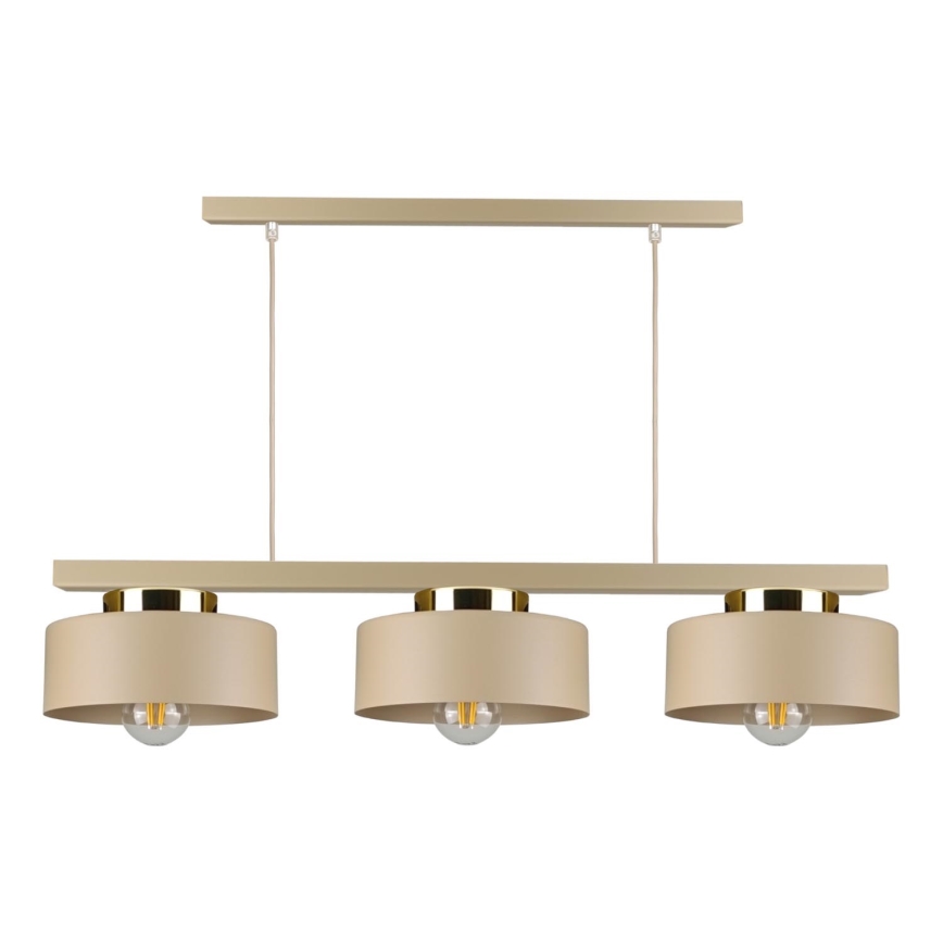 Závesný luster na lanku IGNIA 3xE27/60W/230V béžovo-šedý
