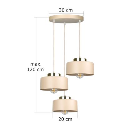 Závesný luster na lanku IGNIA 3xE27/60W/230V šedohnedý