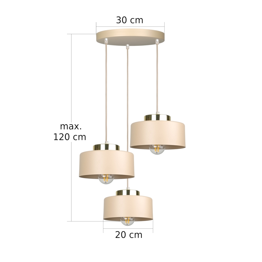 Závesný luster na lanku IGNIA 3xE27/60W/230V šedohnedý