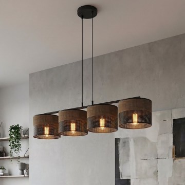 Závesný luster na lanku KARBON 4xE27/15W/230V čierna/hnedá