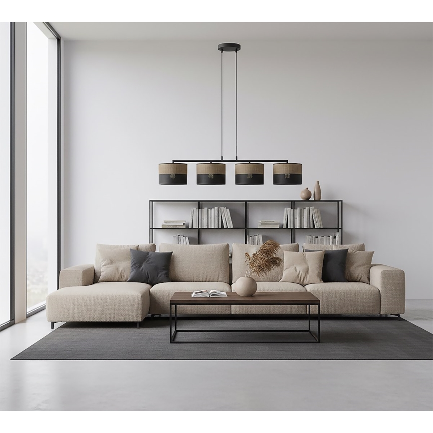 Závesný luster na lanku KARBON 4xE27/15W/230V čierna/hnedá