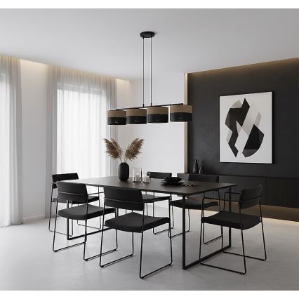 Závesný luster na lanku KARBON 4xE27/15W/230V čierna/hnedá