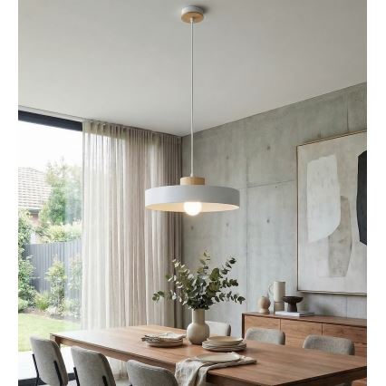 Závesný luster na lanku KIVI 1xE27/15W/230V biely