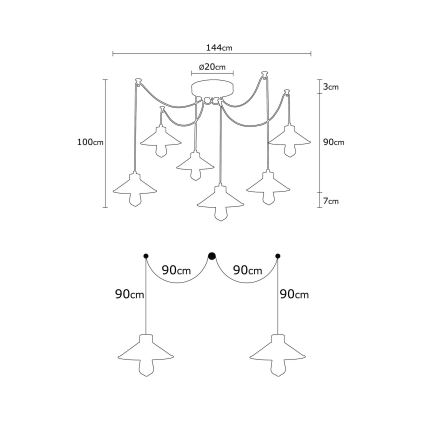 Závesný luster na lanku MANAVGAT 6xE27/40W/230V pavúk pestrofarebný