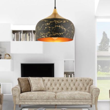 Závesný luster na lanku MONZA 1xE27/40W/230V pr. 30 cm čierna/bronzová