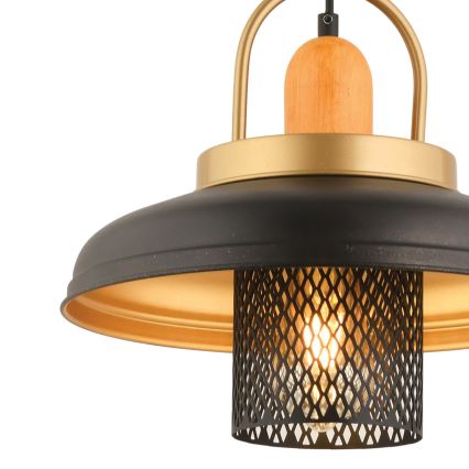 Závesný luster na lanku MONZA 1xE27/40W/230V pr. 32 cm čierna/zlatá