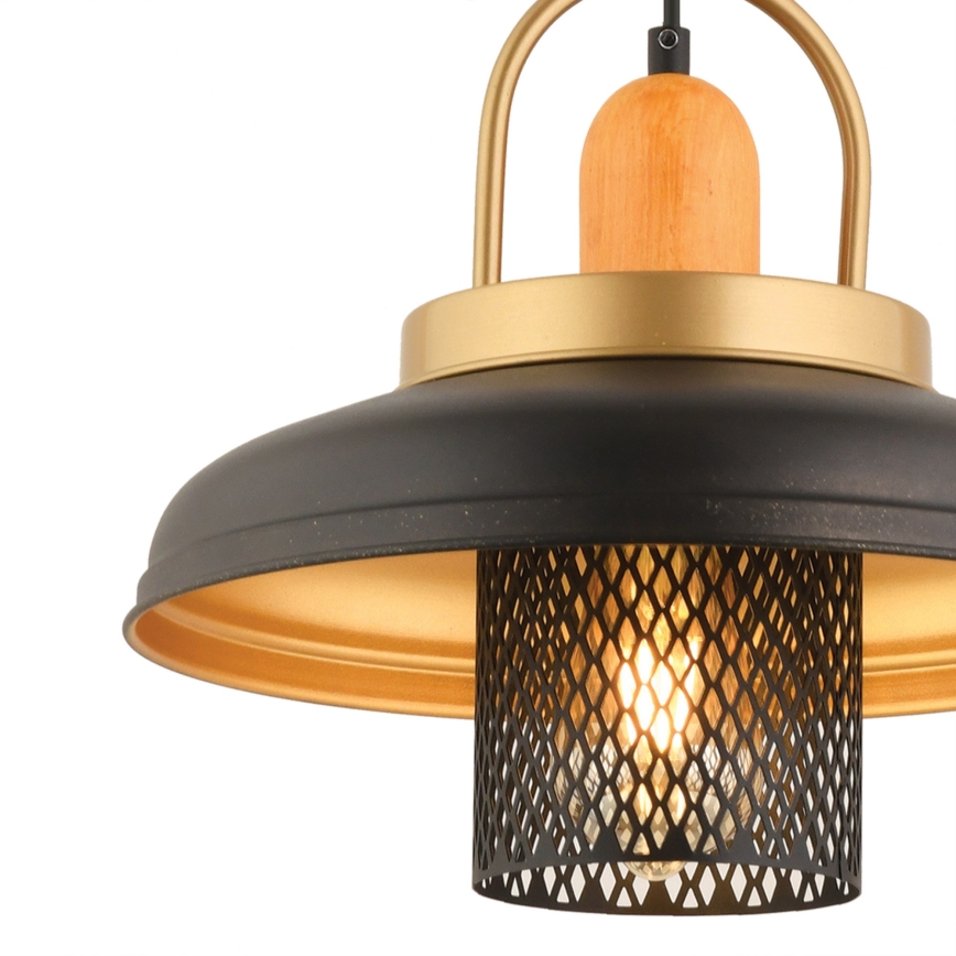 Závesný luster na lanku MONZA 1xE27/40W/230V pr. 32 cm čierna/zlatá