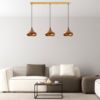 Závesný luster na lanku MUBA 3xE27/40W/230V medený