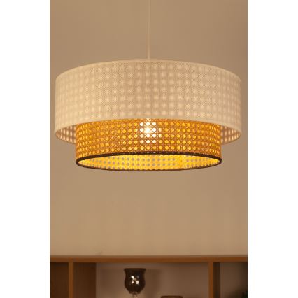 Závesný luster na lanku NATIA 1xE27/60W/230V pr. 45 cm biela/hnedá