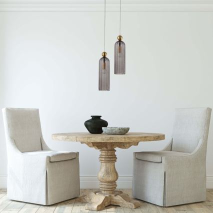 Závesný luster na lanku PIEGA 1xE14/40W/230V mosadz/zadymená čierna